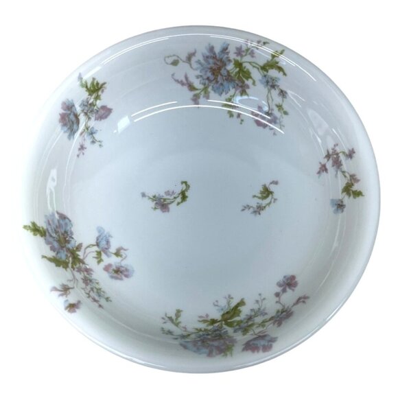 Haviland Schleiger 79 Pink Blue Poppies Footed Round Serving Bowl Limoges France - Picture 5 of 11